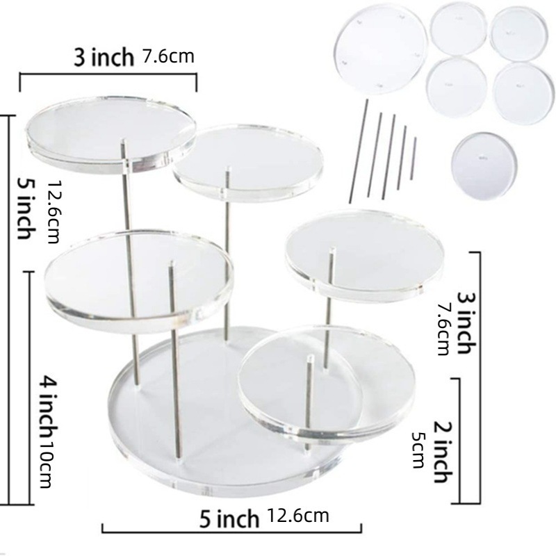 Hot sale acrylic jewelry ring jewelry jewelry cake display stand three layer round jewelry rotating display stand