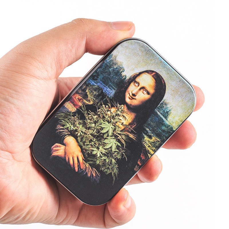 Cross-border Direct Supply Mona Lisa Tinplate Tobacco Box Portable Moisturizing Sealed Metal Storage Box Creative Cigarette Box