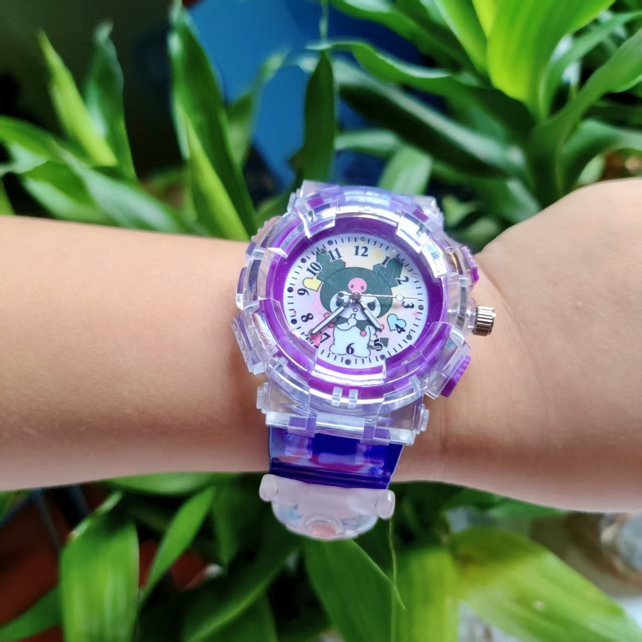 Children's Watch Cartoon Sanrio Kurome Luminous Electronic Watch for Primary and Secondary School Students Digital Pointer Quartz Watch