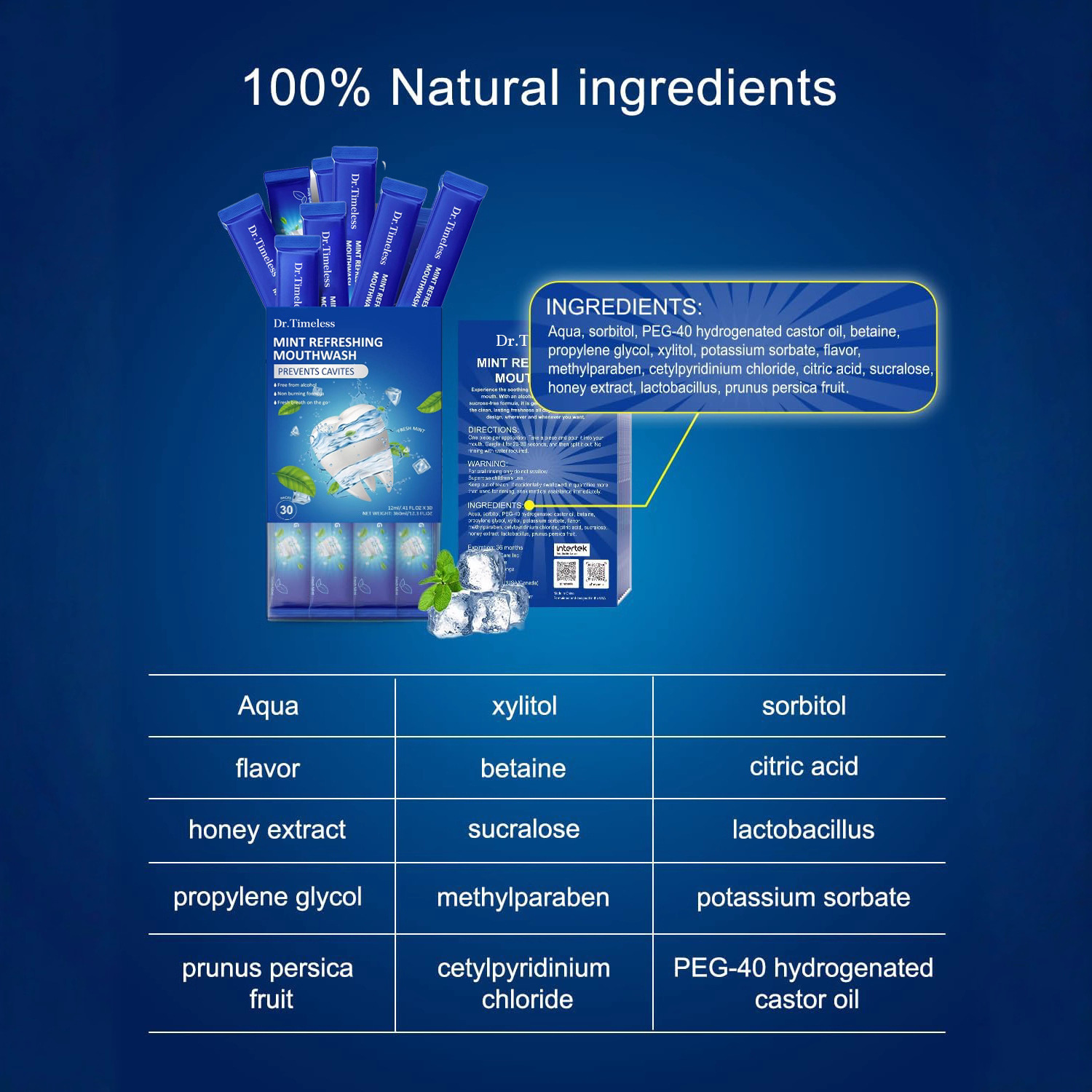 Disposable Portable Mouthwash, 30-Pack, Sterilizing, Removing Bad Breath, Freshening Breath, Mint Probiotics, Cross-Border Customization