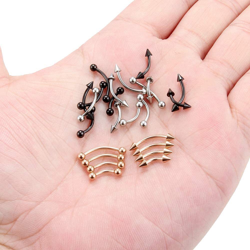Stainless steel eyebrow nail lip nail European and American puncture jewelry multi-color multi-size titanium steel vacuum electroplating ear studs nose nail