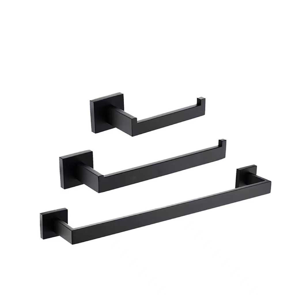 Cross Border Square Tube Towel Bar suit Stainless Steel Towel Rack Towel Ring Bathroom Coat Hook Tissue Holder Bathroom Pendant