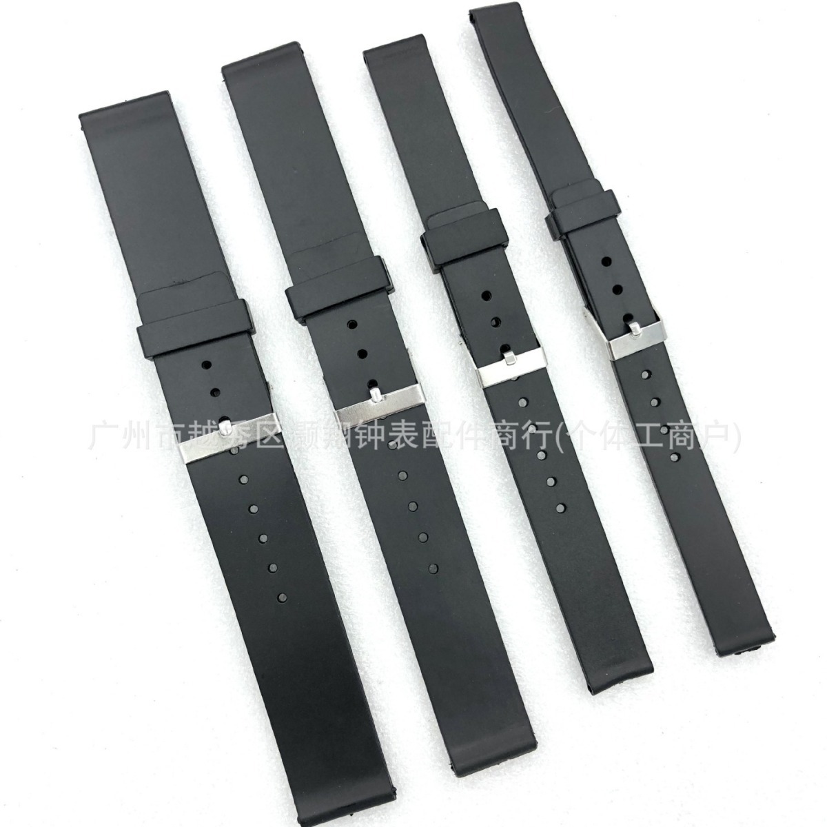 Wholesale Silicone Watch Strap Flat Mouth Universal 12 14 16 18 20 Men and Women Flat Black Simple Wrist Strap