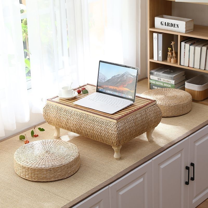 Solid Wood Rattan Japanese-Style Storage Tatami Coffee Table Bay Window Small Table Balcony Window Sill Tatami Platform Low Kang Table