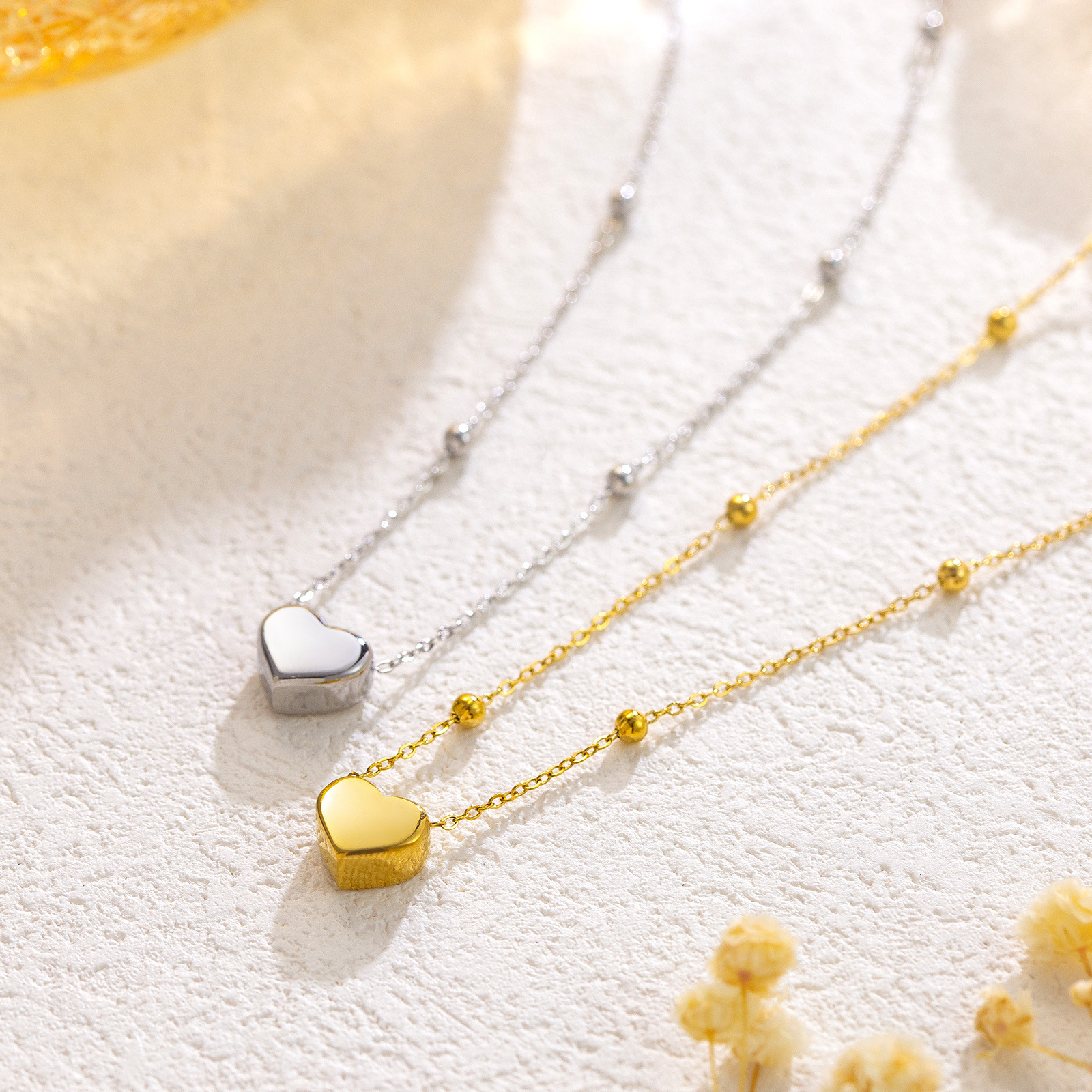 Popular Style Simple Ins Love Titanium Steel Necklace Female Niche Design Sense Bracelet 18K Gold Collarbone Chain Accessories suit