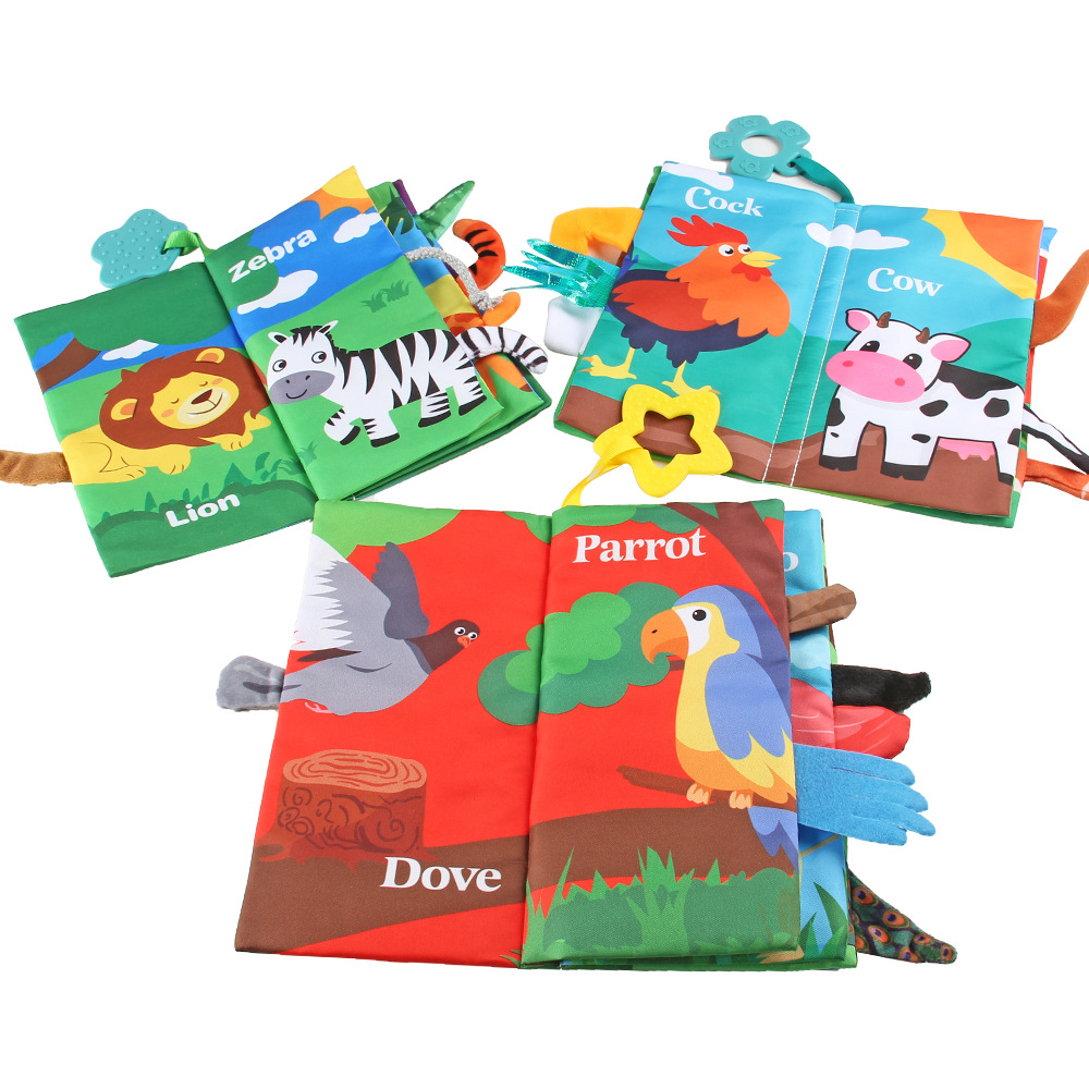Source Factory 0-3 Years Old Baby Tail Cloth Book Tear-Resistant Baby Cloth Book with Rattling Paper Enlightenment Book Early Education Toys