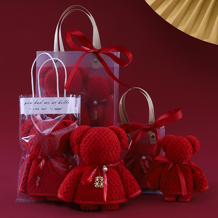 Wedding creative bear towel wedding companion gift bridesmaid red wedding gift gift box logo wholesale