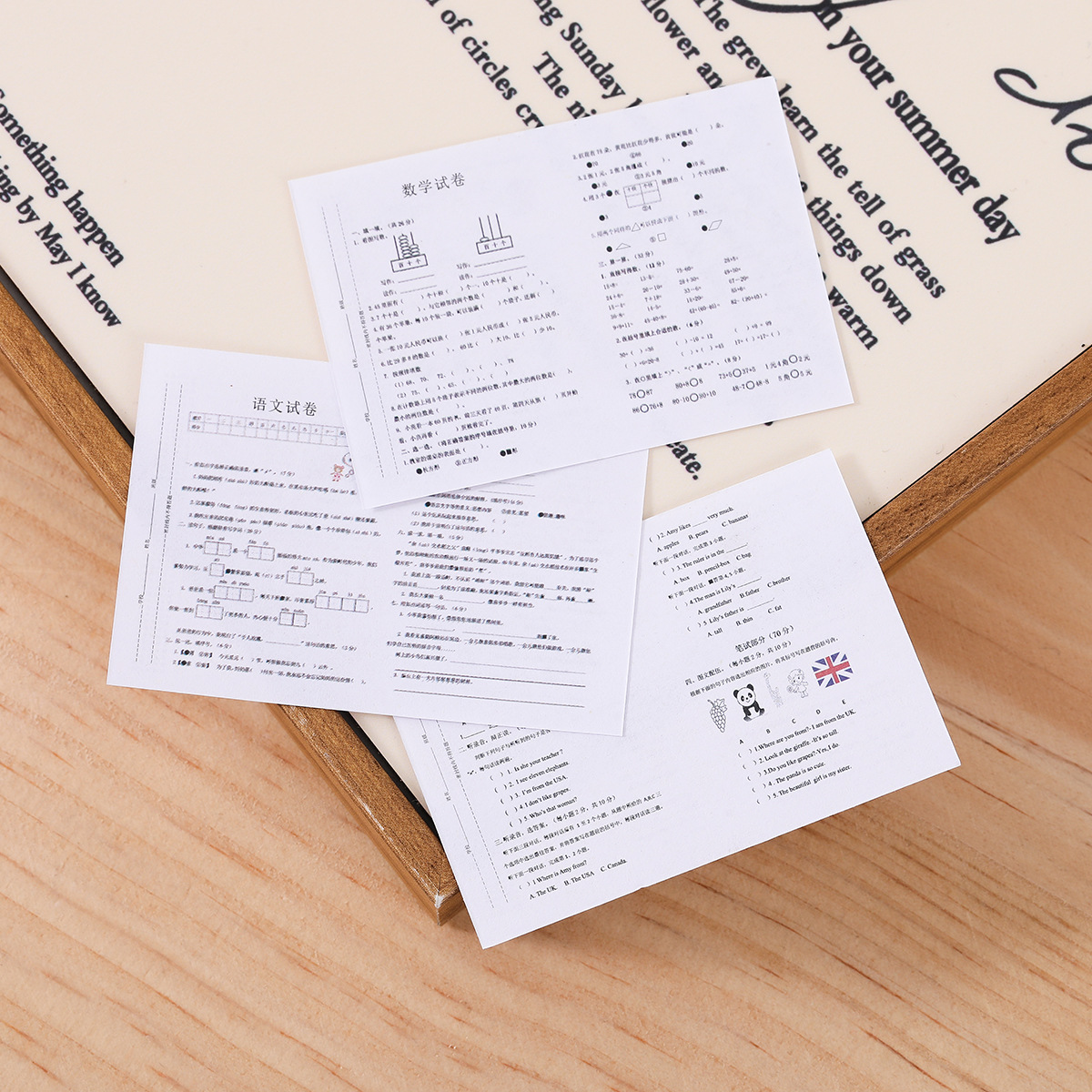 Miniature mini simulation test paper Dollhouse doll house classroom life scene pocket diy ornaments