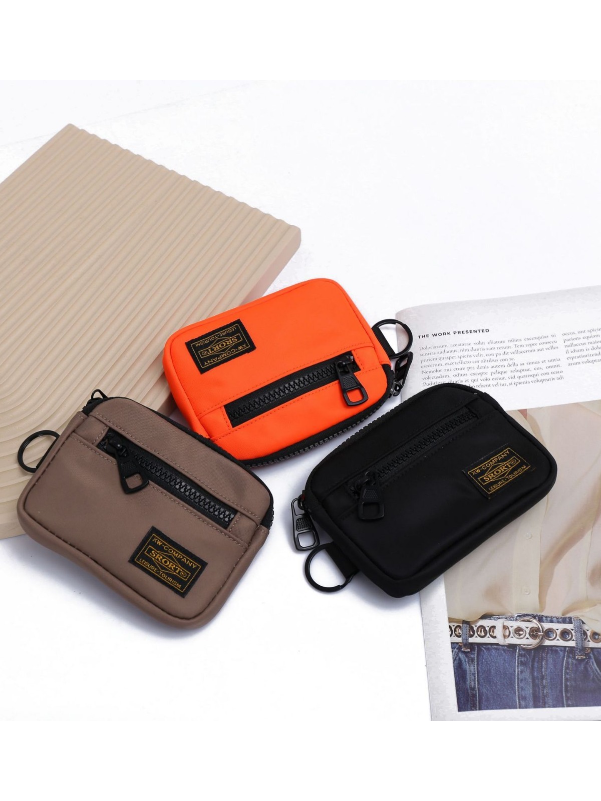 Fashionable Oxford Cloth Coin Purse Men's and Women's Workwear Style Portable Small Card Bag Casual Multi-Functional Headphone Bag Hanging Bag