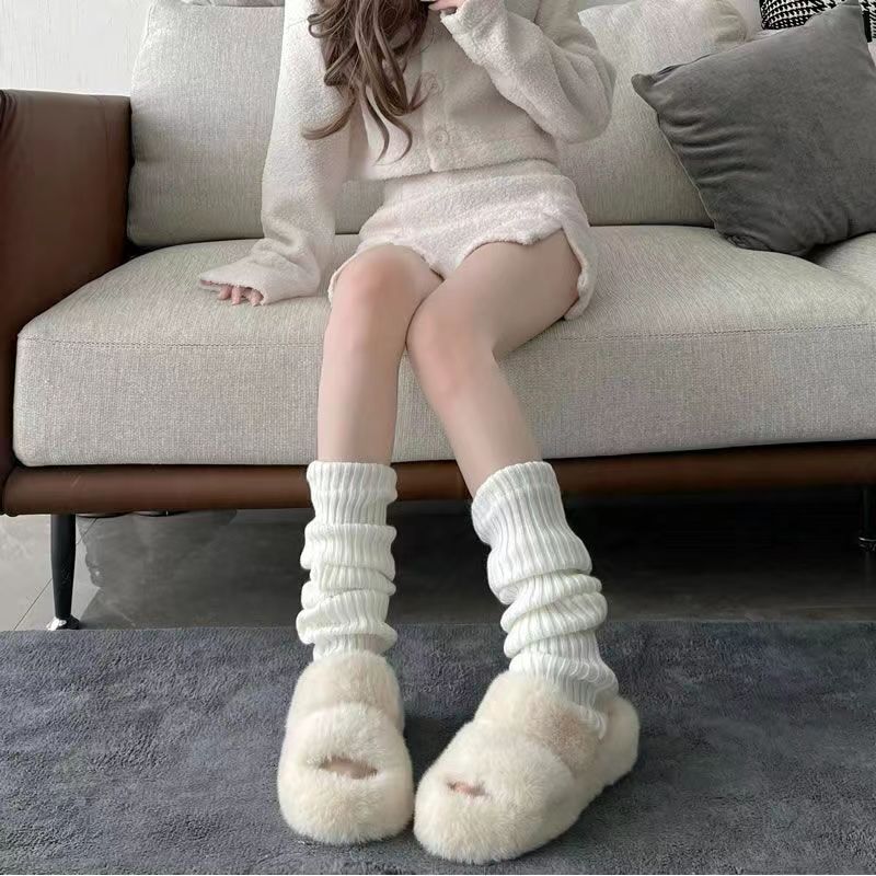Japanese JK Girl's Cub Socks Ins Hot Girls Cold-proof All-match Leg Set Autumn and Winter Warm Vertical Strip Knitted Stacked Socks Set