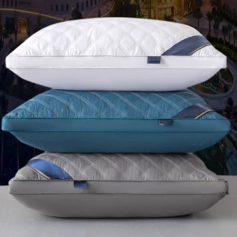 Подушка пятизвездочного отеля, аналогичная стиль, три линии сетки, для взрослых, общежития, перо, бархат, помощник для сна, подушка для шейного отдела позвоночника