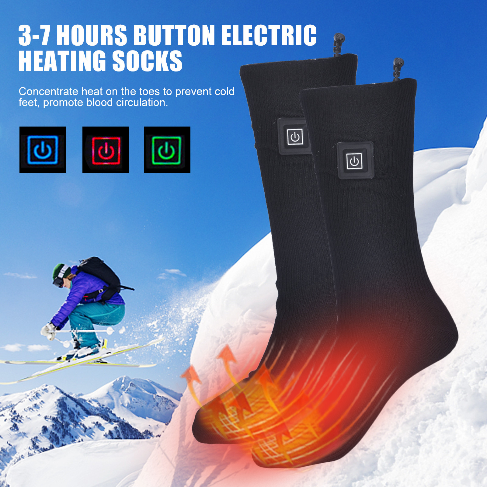 Cross-border Explosions Temperature Adjusting Heating Socks Electric Heating Socks Long Tube Warm Electric Socks Charging Heating Foot Warming Artifact