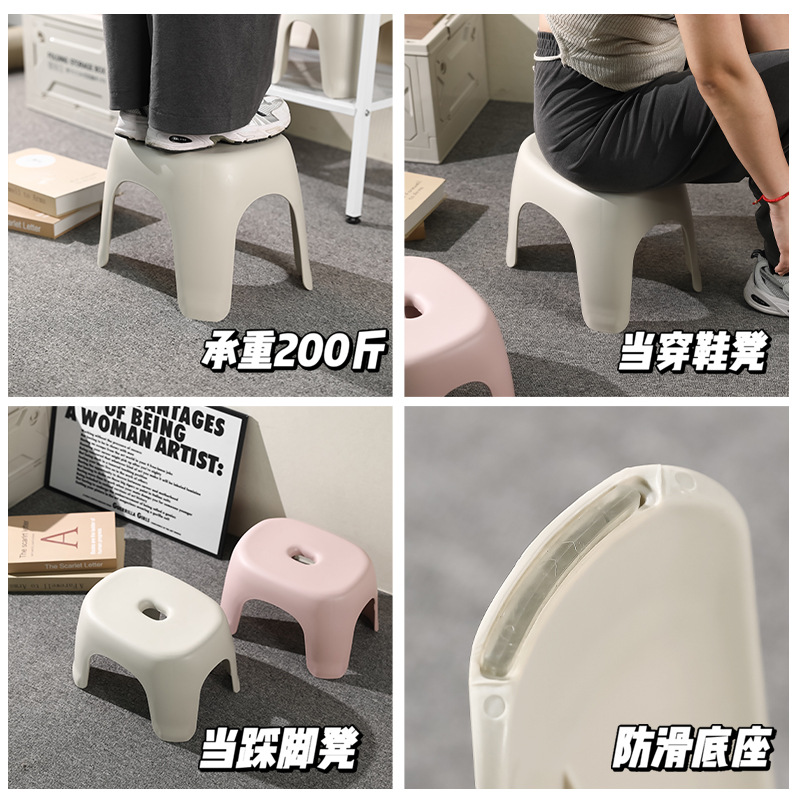 Adult low stool bathroom stool wholesale household transparent plastic small stool multi-functional shoe changing stool pedal small bench