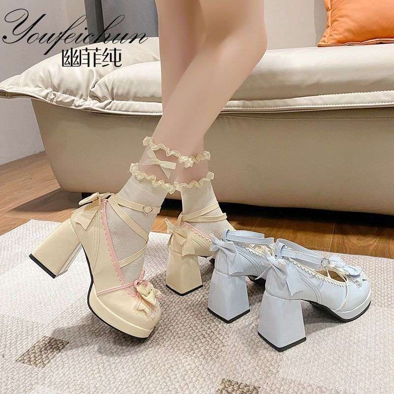 Milk Party 2.0, средний каблук, водонепроницаемая платформа, лолита туфли Quqi Biscuit, оригинальные милые и сладкие туфли в японском стиле