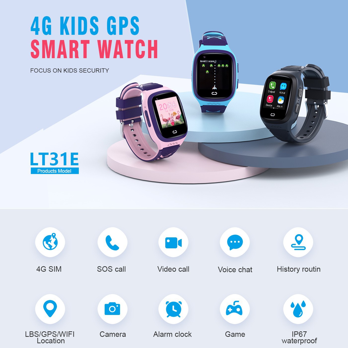 Cross-border children's smart phone watch 4G full netcom card video call boys and girls positioning photo LT31