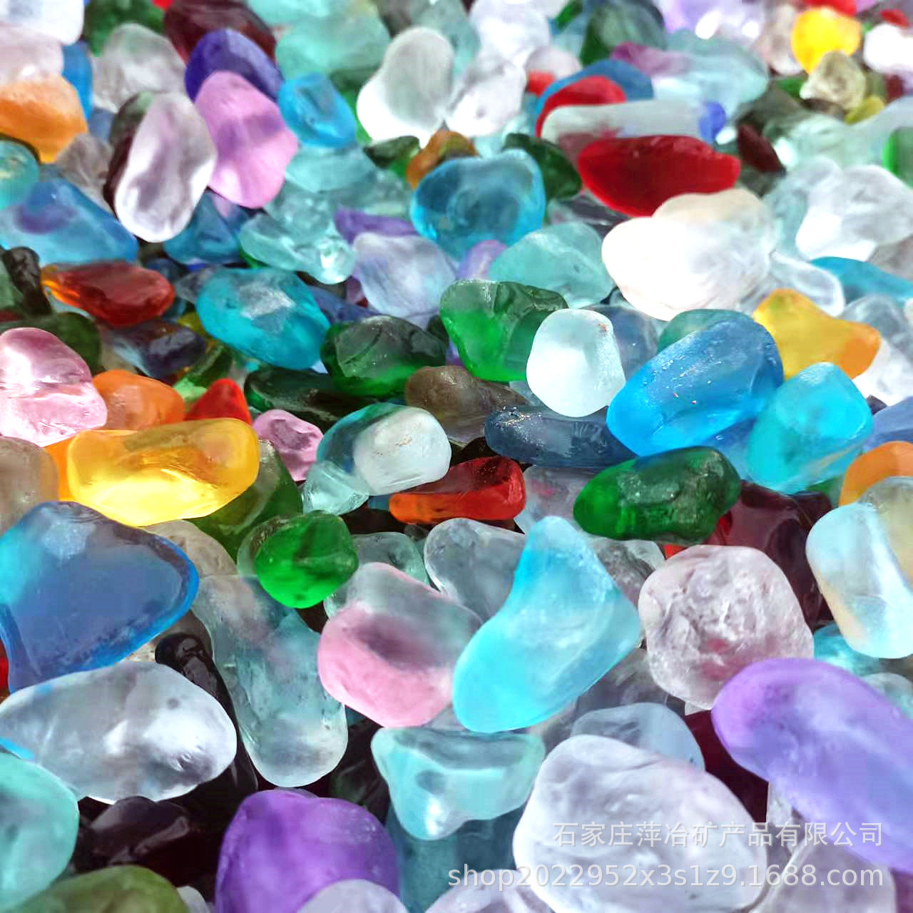 Irregular Shaped Glass Pebbles, Sea Glass, Frosted Mixed Color Stones for Aquarium Fish Tank Landscaping