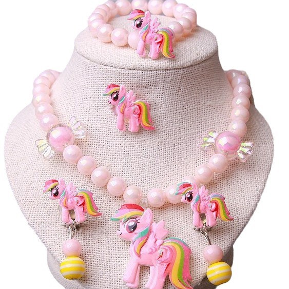 Children's new jewelry Frozen princess Elsa Cinderella pendant necklace bracelet earrings suit