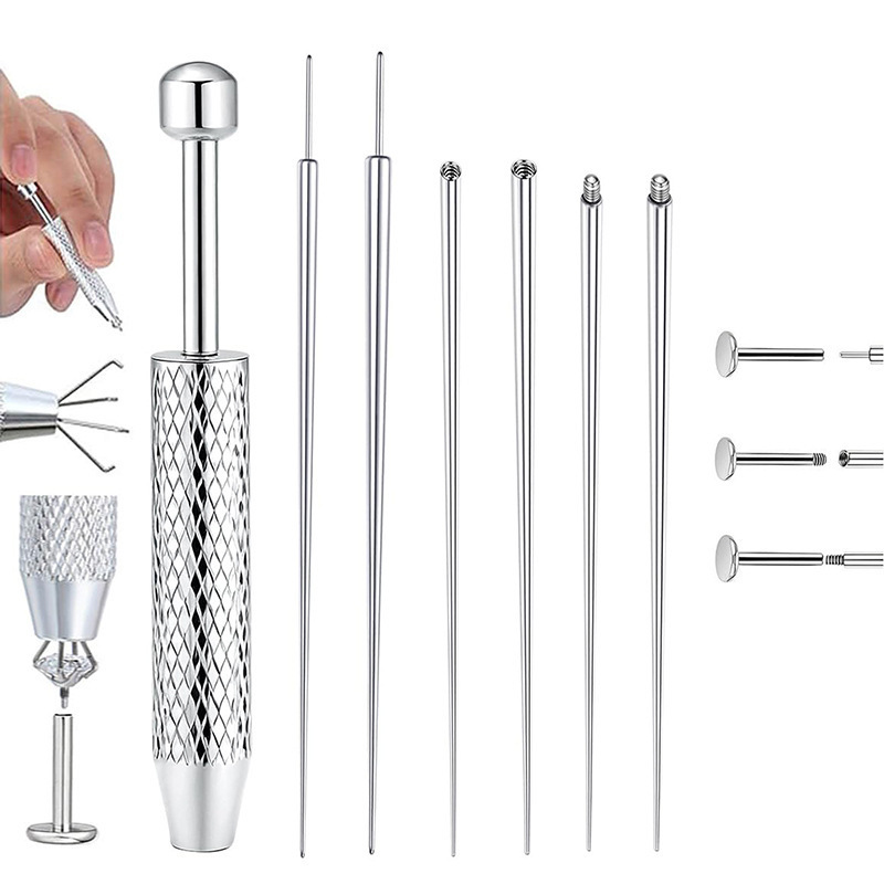 Stainless Steel Piercing Guide Rod Guide Needle Titanium Steel Auxiliary Piercing Gripper Internal and External Tooth Ear Stud Tongue Stud Insertion Rod