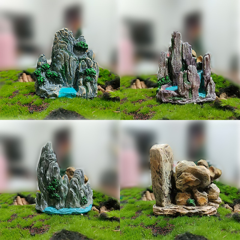 Cross-border simulation micro-landscape rockery running water ornaments decorative fish pond ecological fish tank landscaping resin crafts ornaments