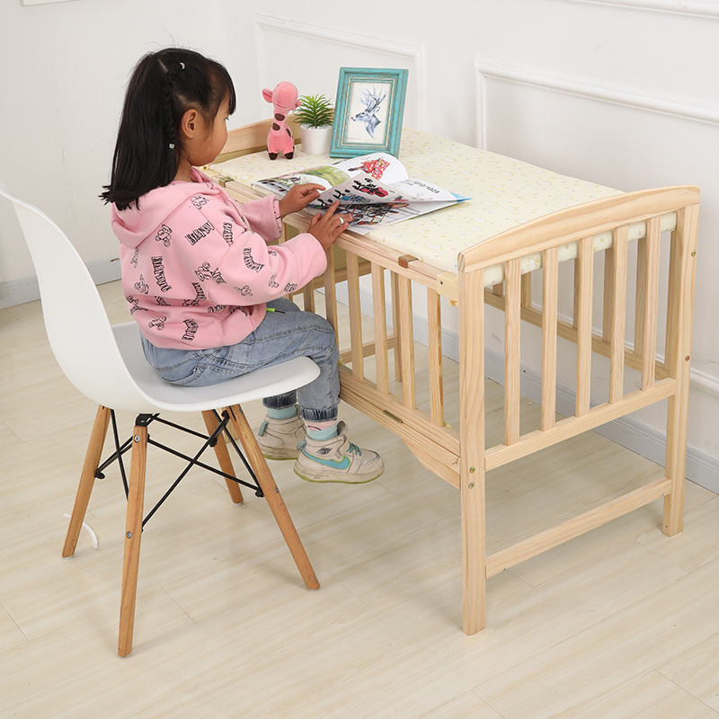 Foldable Solid Wood Crib Multifunctional Baby Bed Newborn Baby Mobile Cradle Spliced Baby Big Bed in stock
