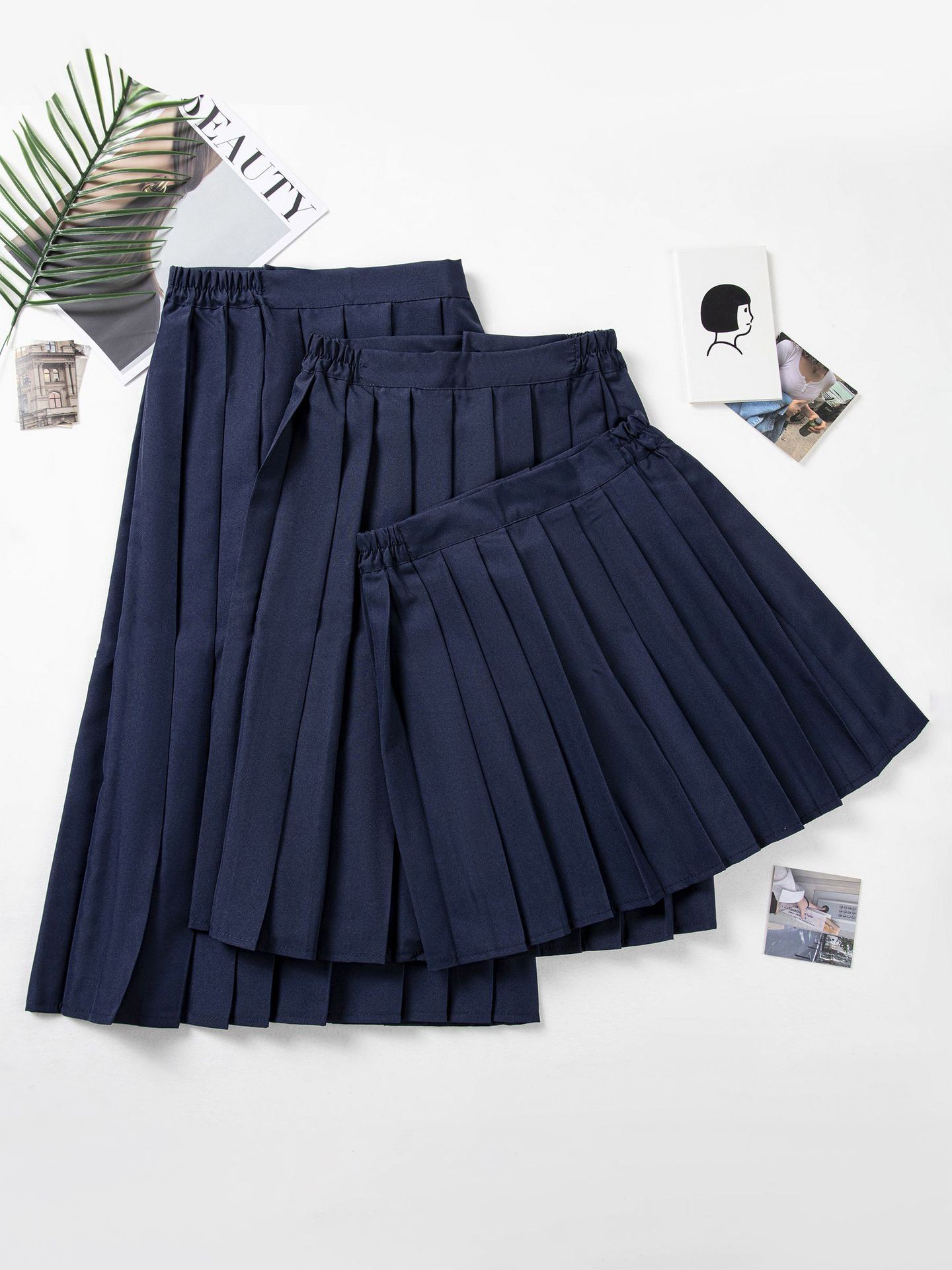 Powerful Manufacturer Wholesale Autumn New Versatile Slimming Look Preppy Style Jk Uniform Basic Navy Blue Pleated Skirt