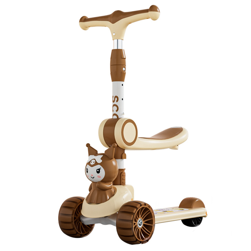 Scooter for Kidsren 2-6-10 Years Old, Three-In-One Rideable and Sitable Scooter for Boys and Girls, Music Flash Scooter