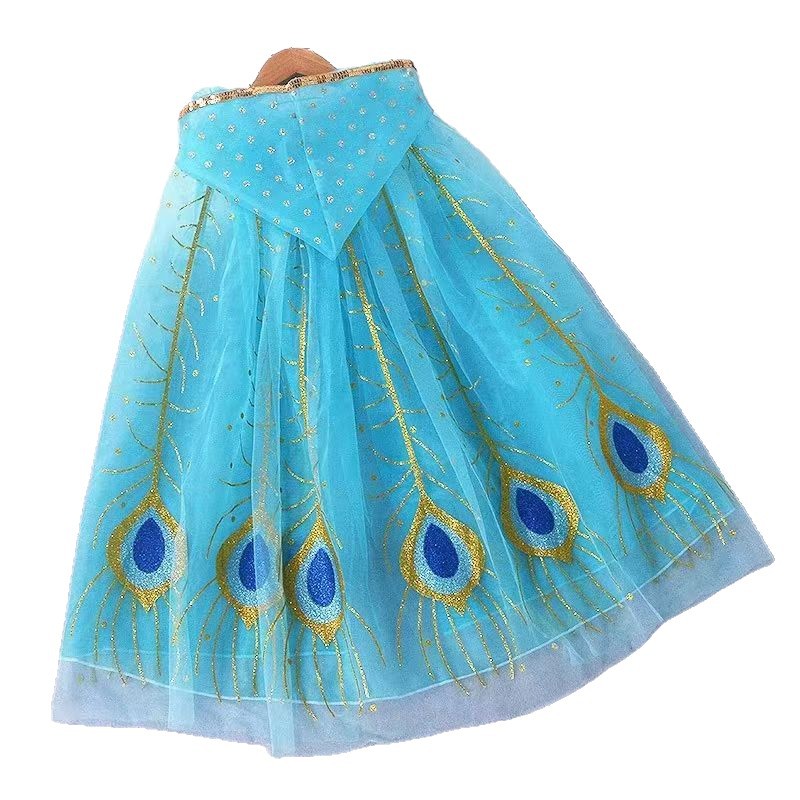 Elsa Colorfulful Cloak Luminous Cloak Kidsren's Christmas Costume Cross-Border Led Light Anna Hooded Princess Cloak