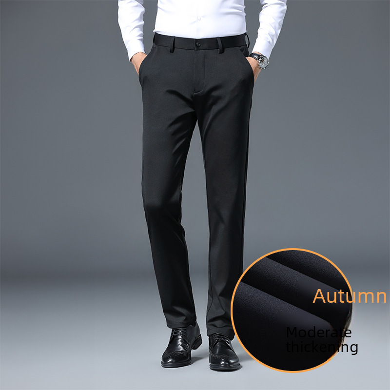 Thick men's suit pants Spring and Autumn new polyester work four-sided stretch suit pants men's draping slim stretch casual pants men