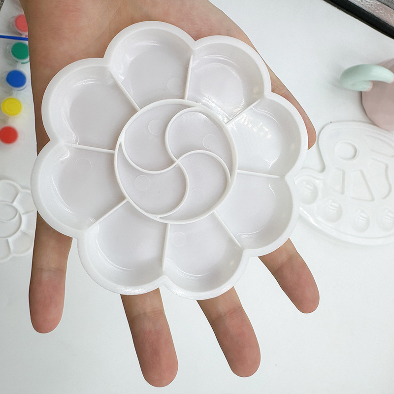 Thickened Palette Art Painting Watercolor Acrylic Paint Palette Small Plum Blossom Palette Small Feet Color Palette Wholesale