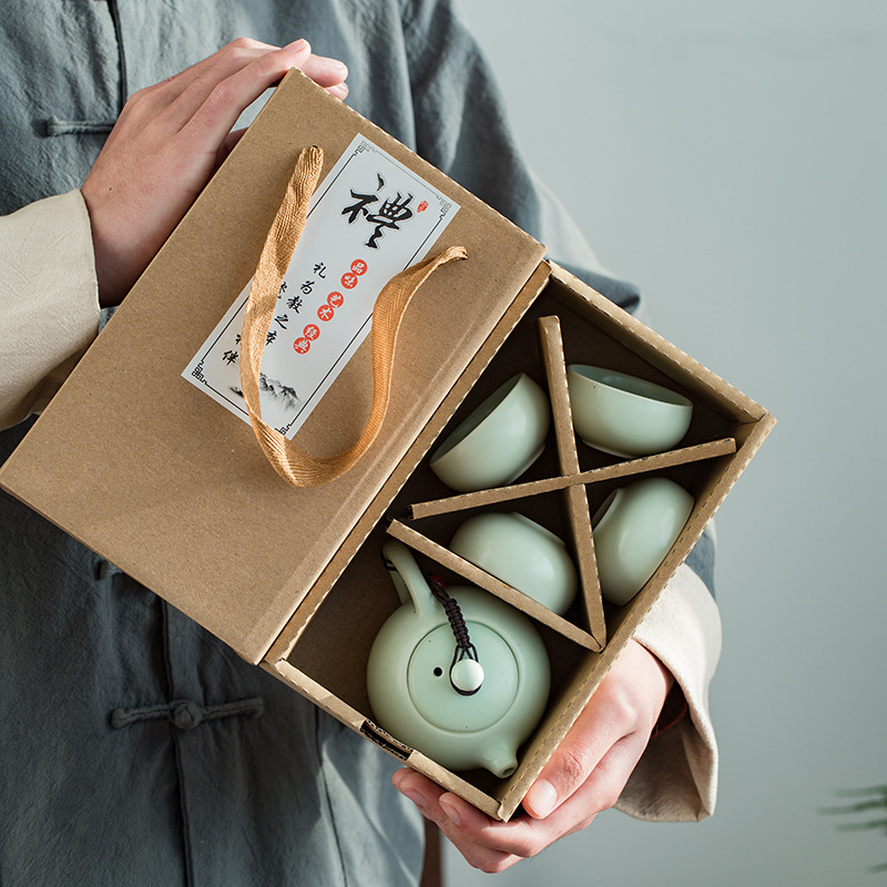 Портативный дорожный чайный набор, керамический чайник Сиси с одной чашкой и двумя чашками, креативный подарок