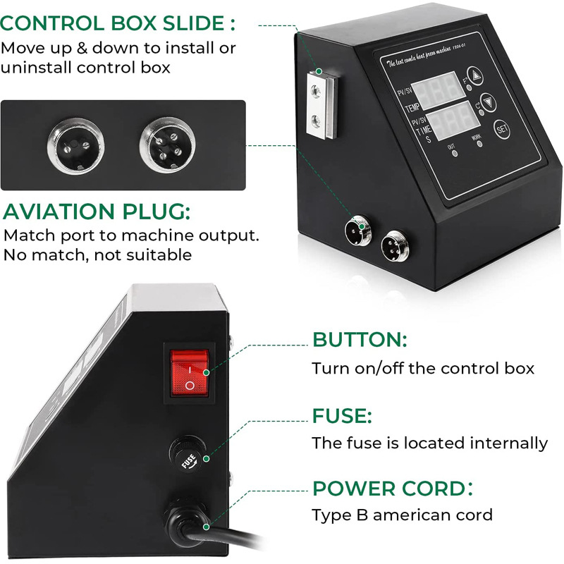 Heat transfer machine controller heat press digital box hot stamping machine temperature control box K 1400W double hole temperature controller
