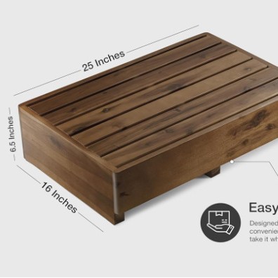 Wooden Step Stool High Ladder Stool Wooden Mobile Step Stool Kitchen Acacia Wood Footrest Bedroom under Bed Wooden Footrest