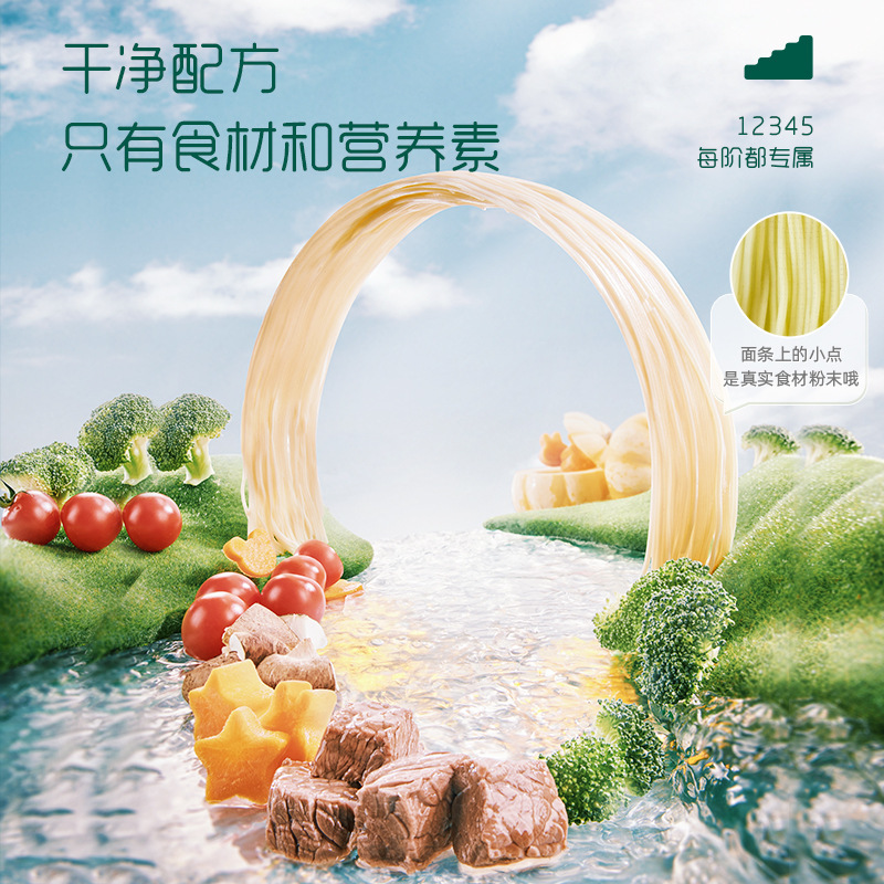 British Infant Noodles, Baby Food Supplement Noodles, No Added Salt, British Style Calcium-Added Nutritional Noodles