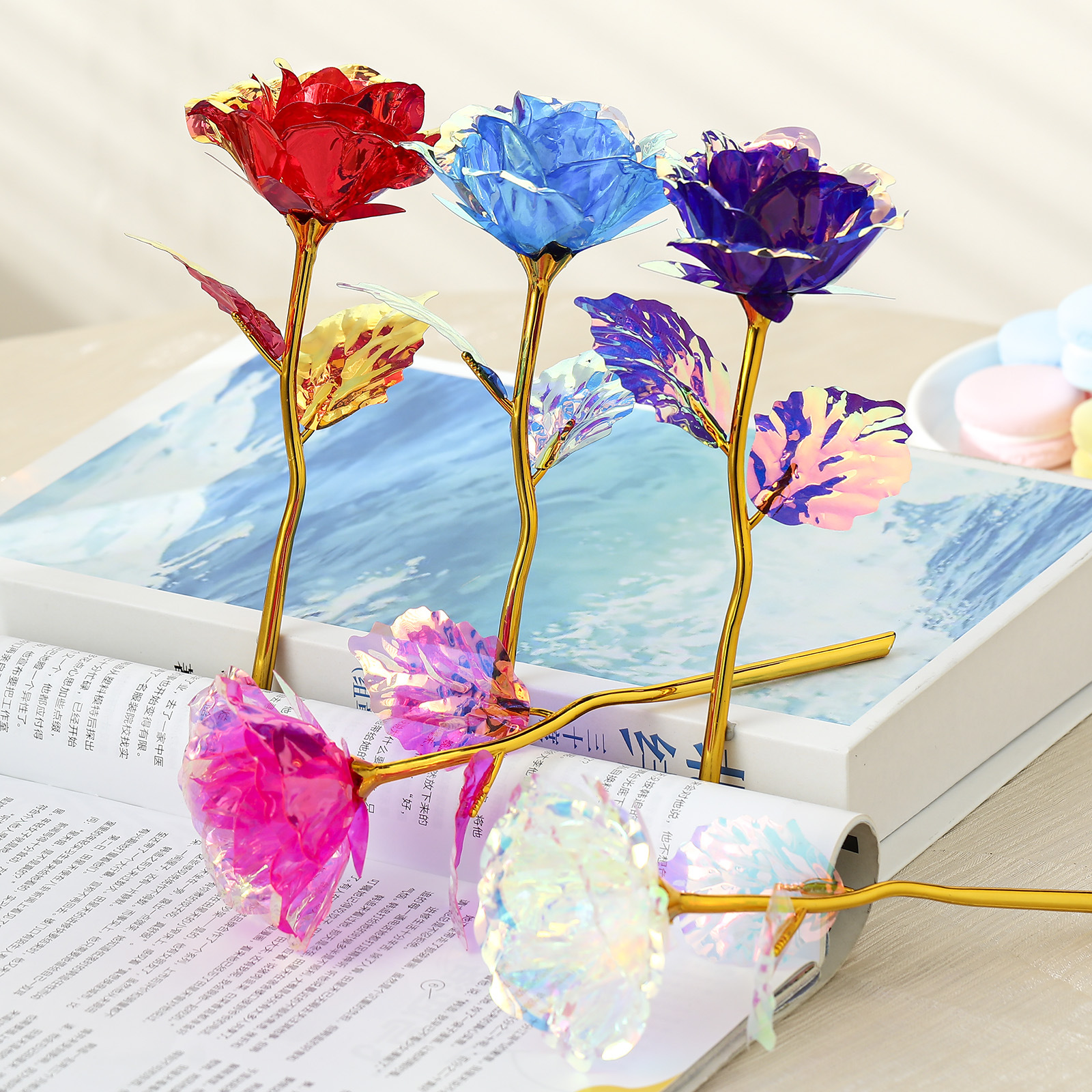 18cm small size magic color gold rose gift box gift accessories wholesale Valentine's Day plastic cover floret