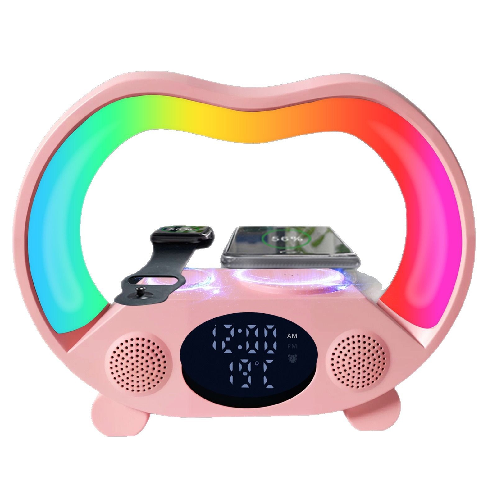 Living room bedroom bedside ornaments gift night light can mobile phone wireless charging alarm clock bluetooth speaker RGB night light