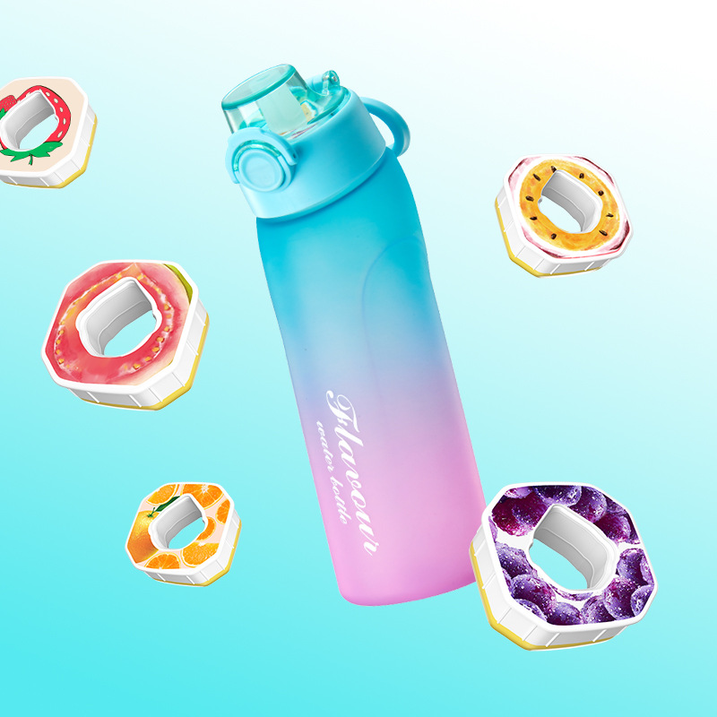 Кросс-бордерная электронная коммерция, игривый фруктовый стакан для воды, двухцветный градиент, пластиковый, 0 сахара, 0 калорий, с соломкой