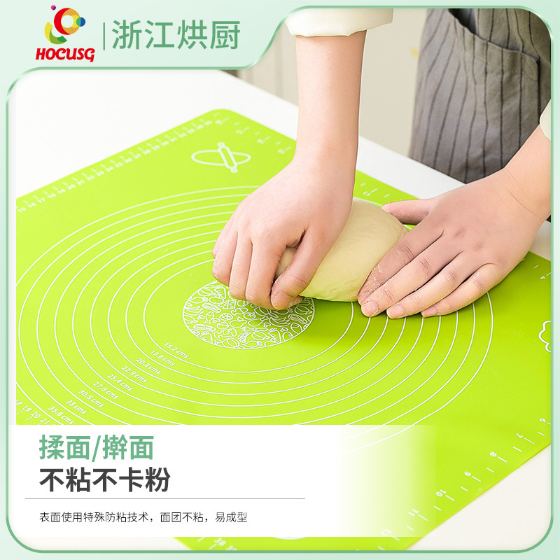 Silicone Mat for Baking, Thickened and Enlarged, Food-Grade Scale, Anti-Spill, Heat-Insulating Chopping Board and Dough Kneading Mat for Cooking Dumplings