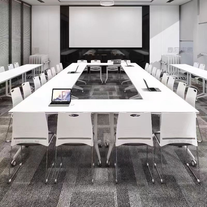 Long Learning Wheel Tutoring Table Office Desk Reading Folding Conference Table and Chair Combination Removable Splicing Training Table