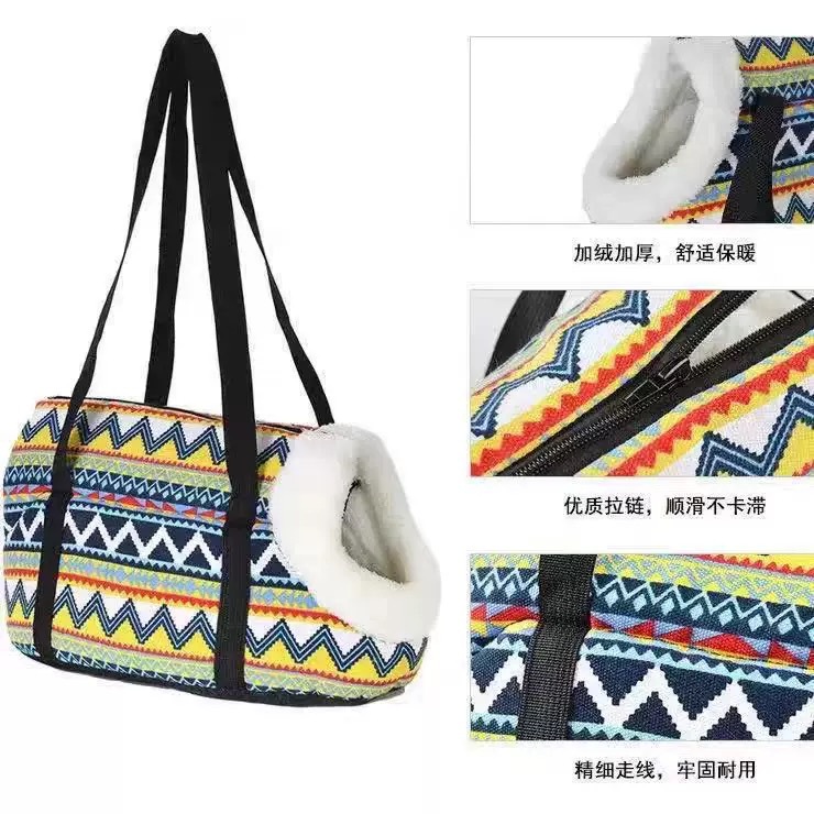 Cat Bag Autumn and Winter Pet Shoulder Bag Lightweight Small Dog Outing Warm and Plaid Anti-Stress Portable Handbag