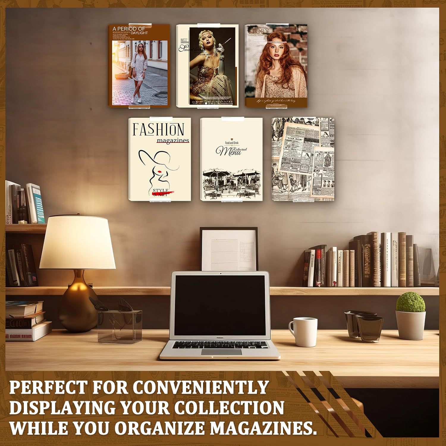 Acrylic Magazine Wall Mount Holder Transparent Magazines Wall Hanging Display Stand Kit Hanging Record Book Holder Manual