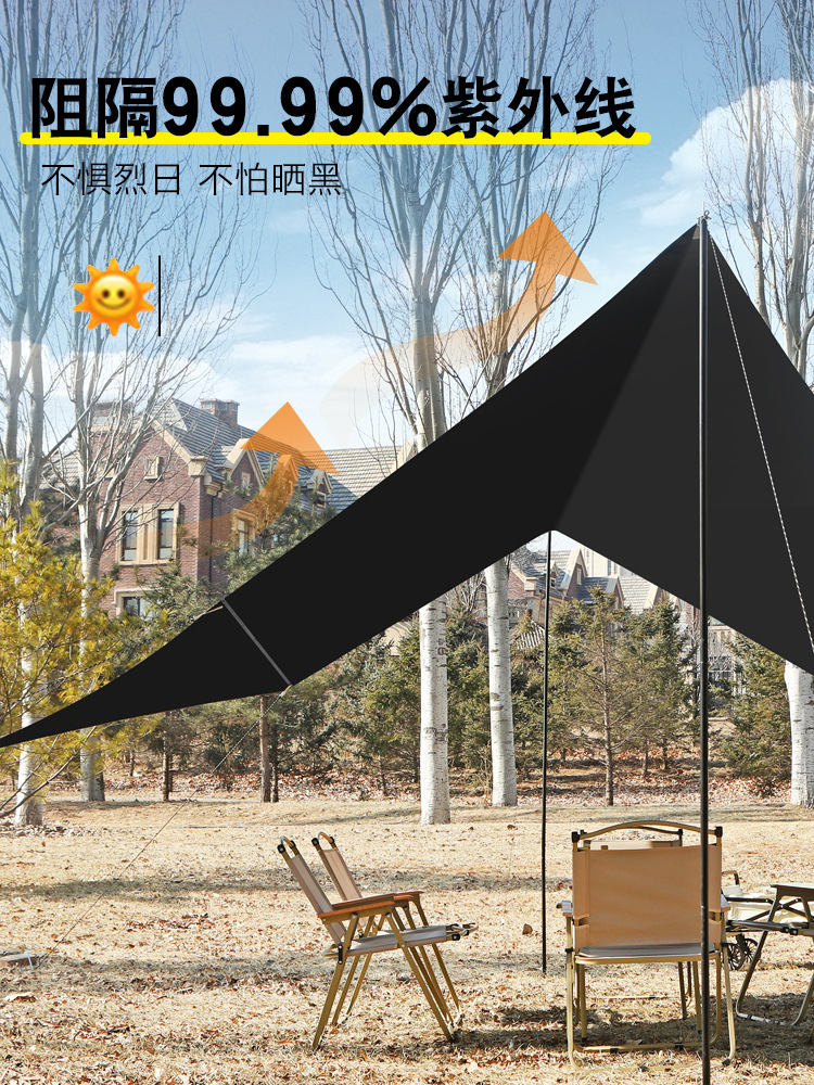 Outdoor Camping Travel Picnic Hexagonal Canopy Tent Thickened Sunscreen Waterproof Octagon Black Glue Silver Coating Awning
