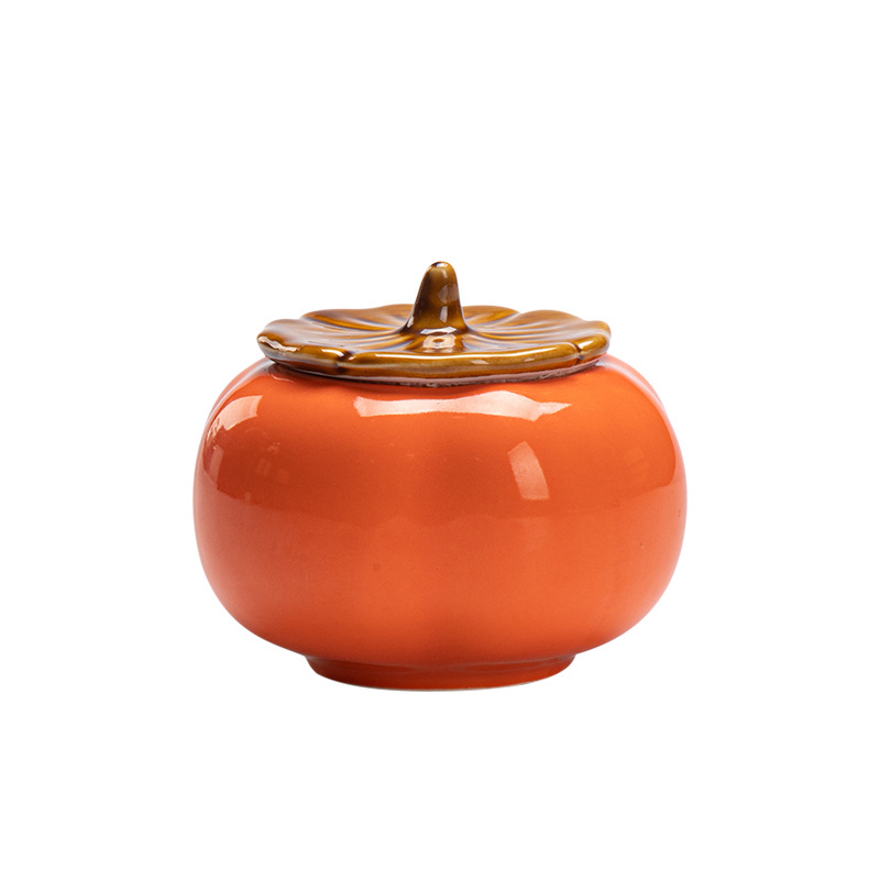 Persimmon Ruyi Ceramic Persimmon Jar small size Tea Jar Candy Wedding Decoration Candy Jar Large Persimmon Dried Fruit Jar