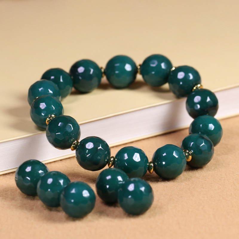 5A класс натуральный сырой минерал зеленый агат халцедон многогранный агат браслет будда бусины круглая бусина одинарный круговой браслет 14мм