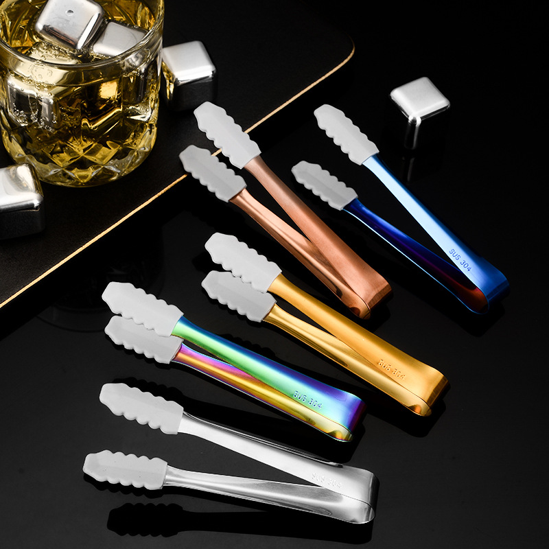 Щипцы для льда из нержавеющей стали 304, мини силиконовые зажимы для кубиков льда, зажимы для ведерка со льдом, в наличии, 13 см