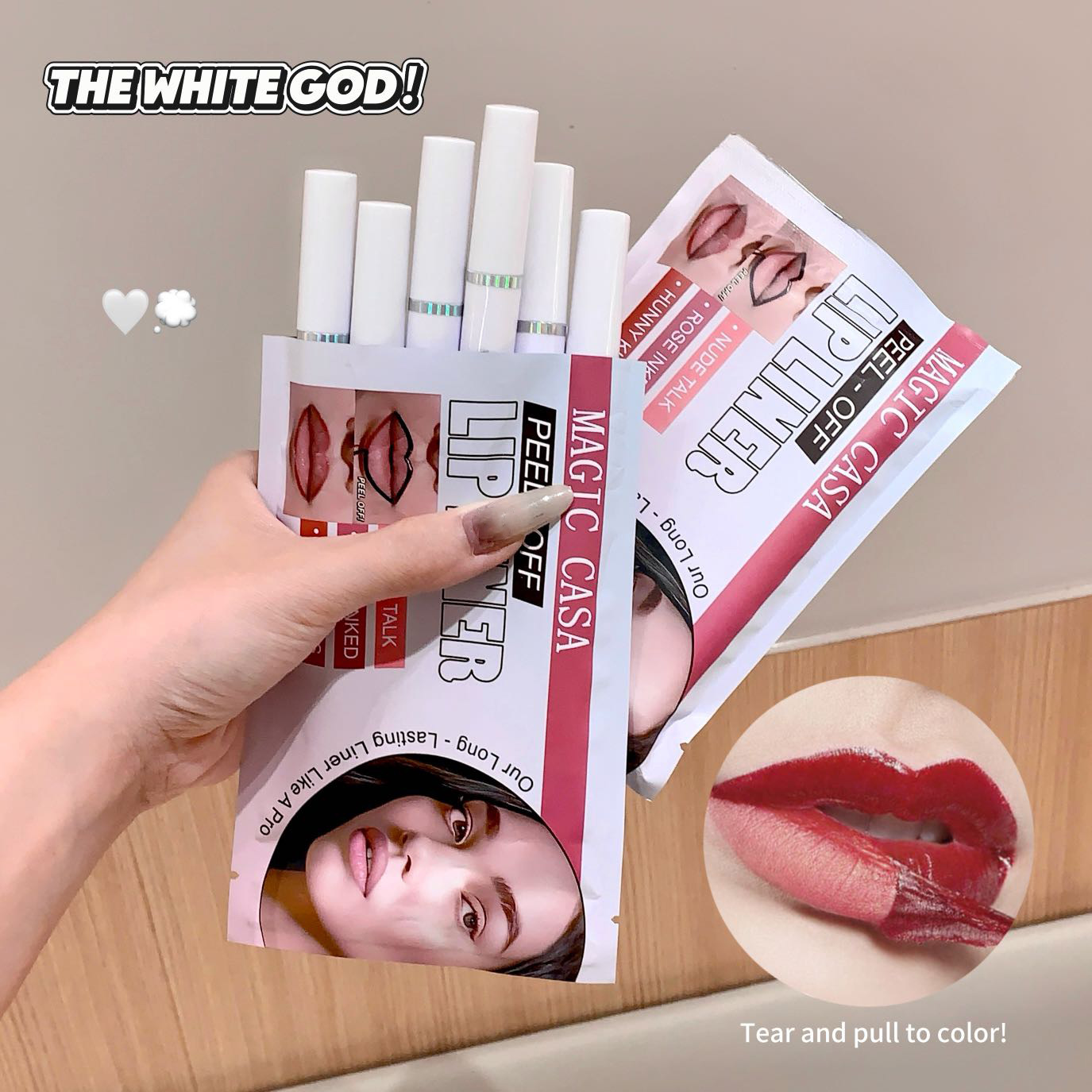 Magic Casa Tear-Off Lip Glaze Six-Piece Set Tear-Off Matte Dyed Lip Gloss Lip Mask Long-Lasting Waterproof and Non-Fading