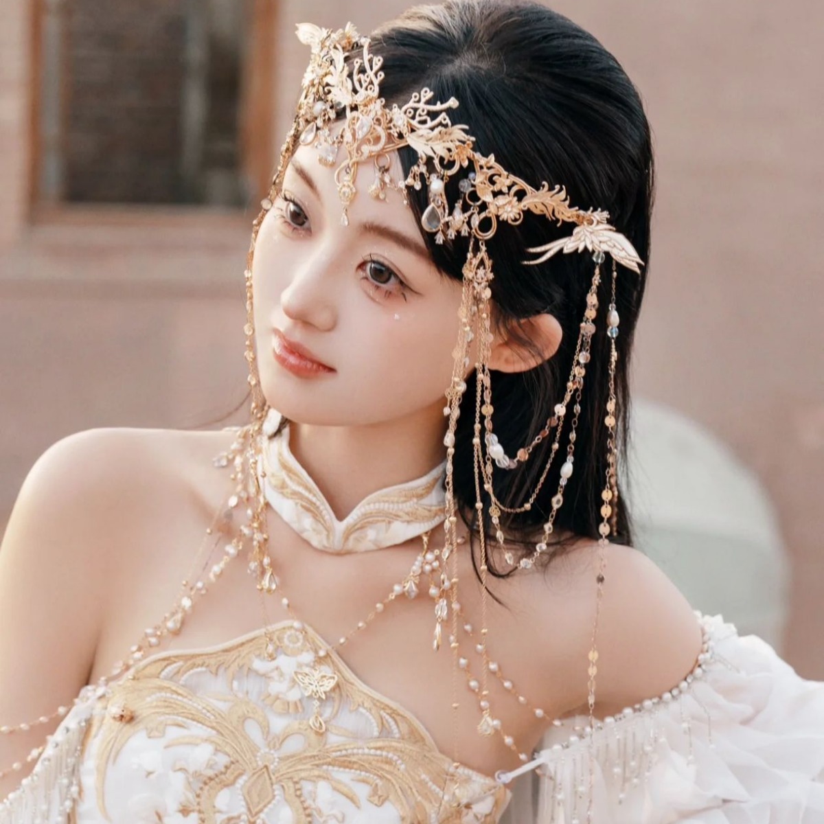 Kashgar Travel Headwear Alien Style Antique Style Tassel Flower Headwear Eyebrow Pendant Hair Ornament Western Region Dancer Portrait