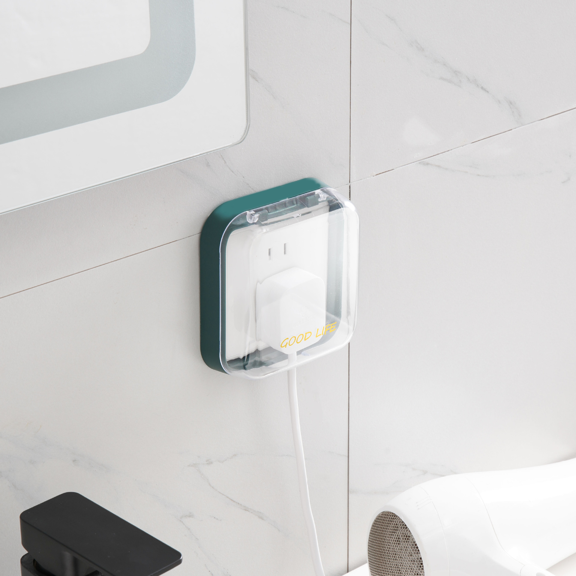 Type 86 Universal Switch Waterproof Cover Self-adhesive Wall-mounted Socket Protective Cover Bathroom Toilet Power Socket Waterproof Box