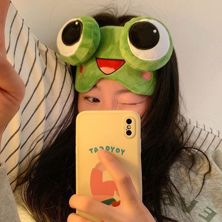 Funny Sleep Eye Mask Frog Light-Blocking Cartoon Cute Men and Women Ice Compress Children to Relieve Fatigue Students