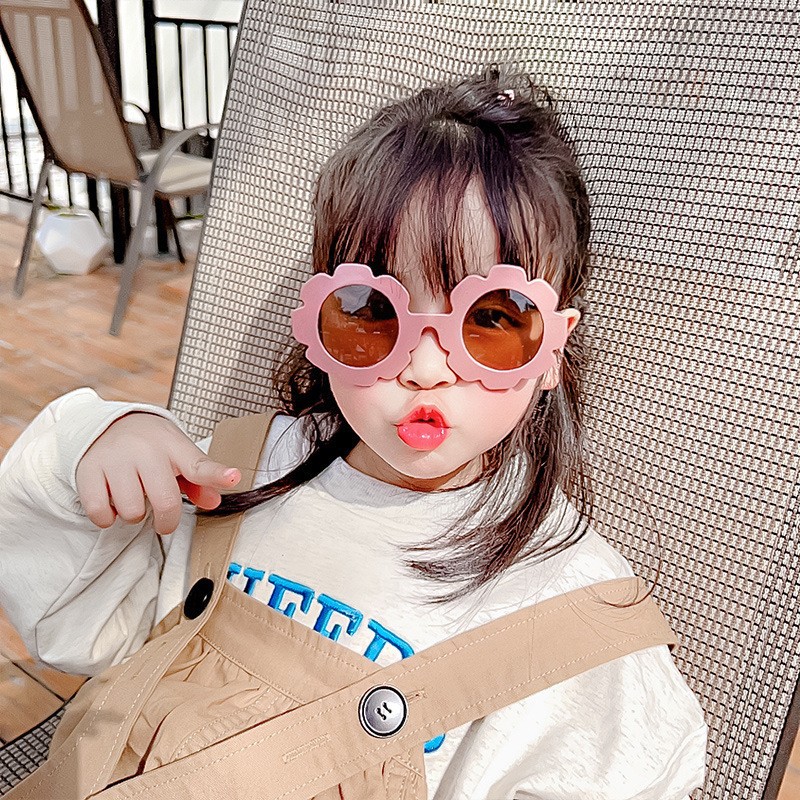 New children's cartoon glasses Korean frosted frame sunglasses candy color cute sunflower frame baby glasses