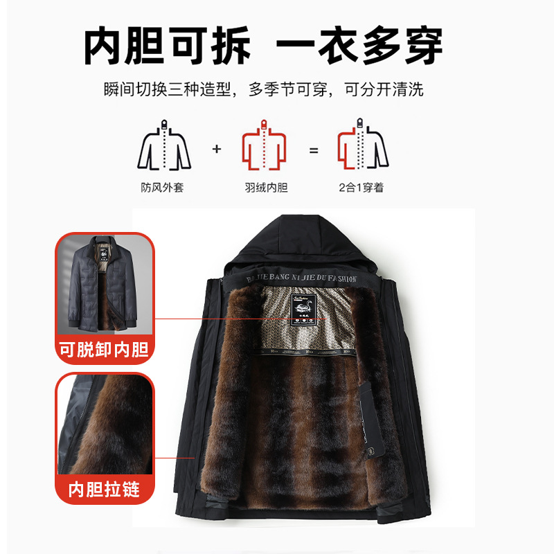 1106B Goose down Jacket with Removable Liner [Price Control 389] Dad's Jacket Parka